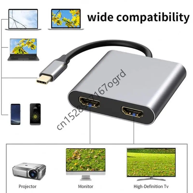 USB C 이중 HDTV 어댑터 4K 60Hz 알루미늄 도크 다중 모니터 설정을위한 2/4 포트 634A