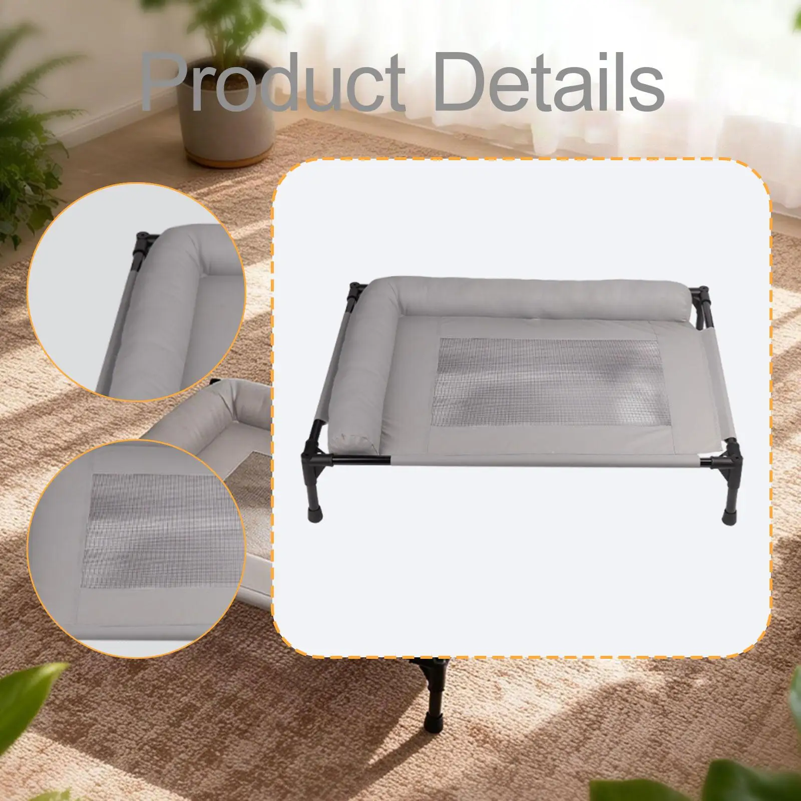 Versatile Dog Cot with Metal Frame Breathable Elevated Bed for Pets Home Outdoor Sleeping Solution