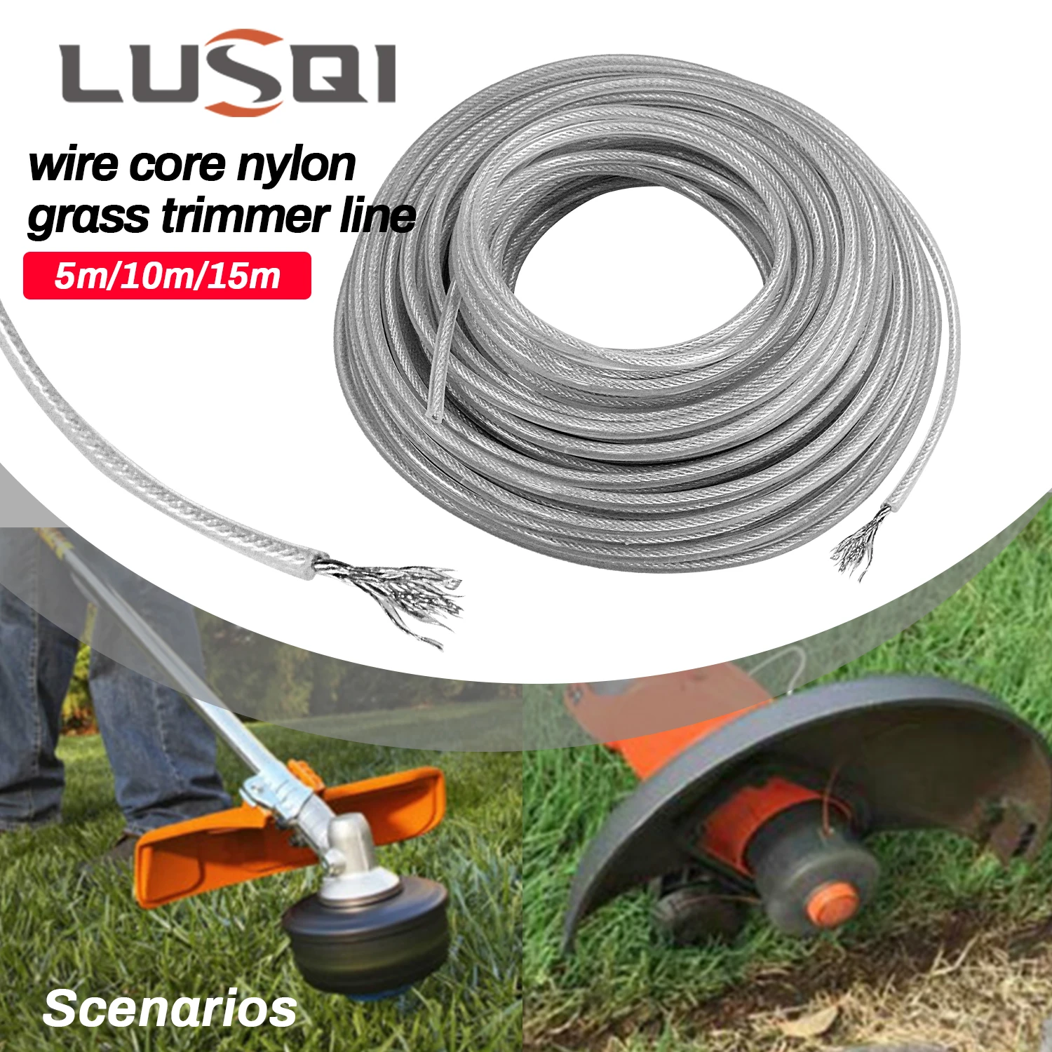 LUSQI5M10M15MSteelWireNylonGrassTrimmerLineBrushcutter