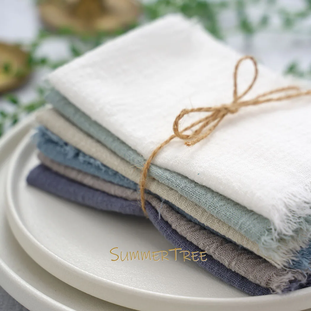 20pcs 32x32cm Cloth Napkins Cotton Gauze Napkin Handkerchief Bohemian Bridal Vintage Wedding Western Party Table Decoration 3
