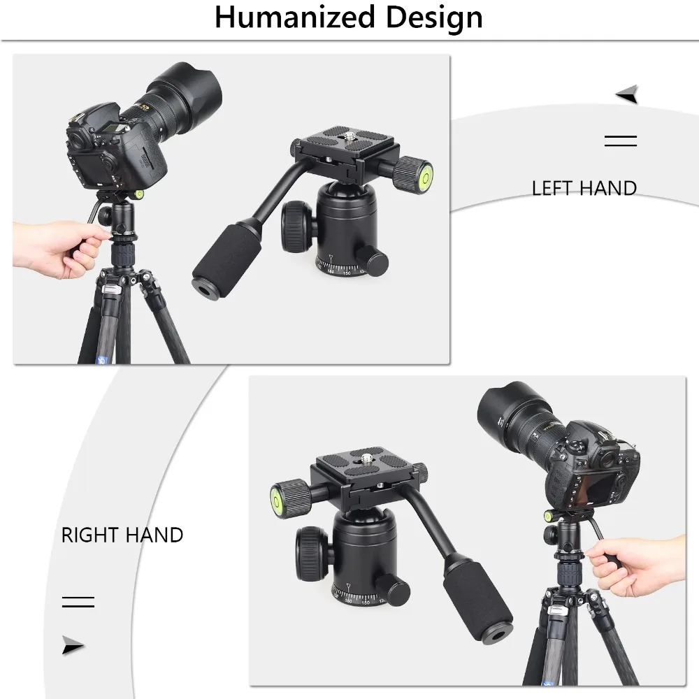 Tripod Ball Head Handle 360° Rotating Panoramic Ballhead with Q.R Plate for Trip