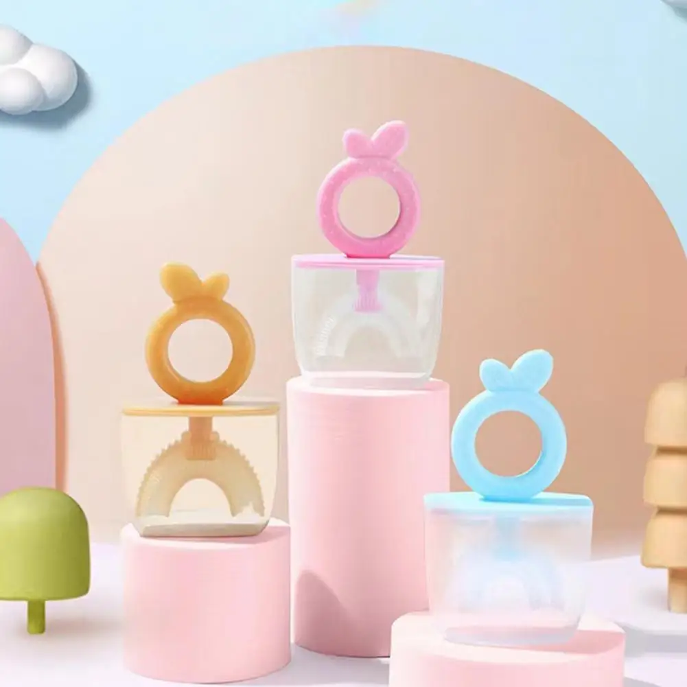 Baby Toothbrush Super Soft Bristles Oral Care Silicone Creative Baby Cleansing Toothbrush With U-Type Head Bathroom Supplies