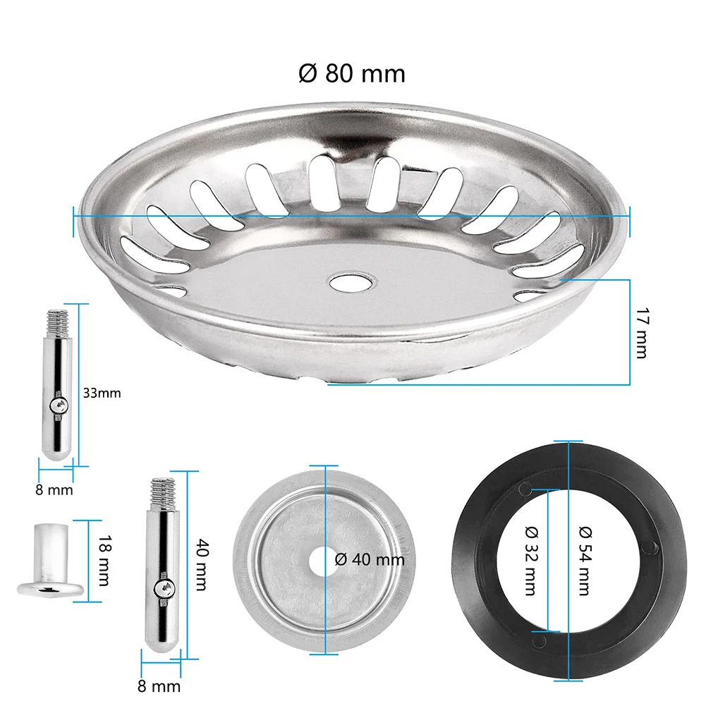 

80mm Bath Tubs Bathroom Sinks Sink Strainer Sink Plug Basin Drain Filter Plug Hole Replacement Stainless Steel