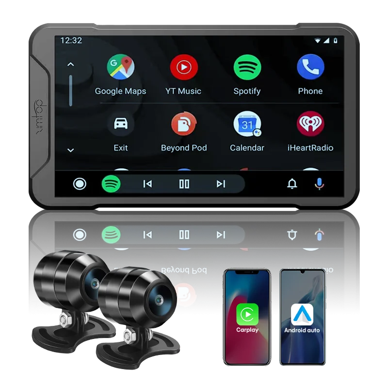 짐탑 5인치 오토바이 무선 카플레이 안드로이드 오토 GPS 네비게이션 블랙박스 터치스크린 방수 IPX7