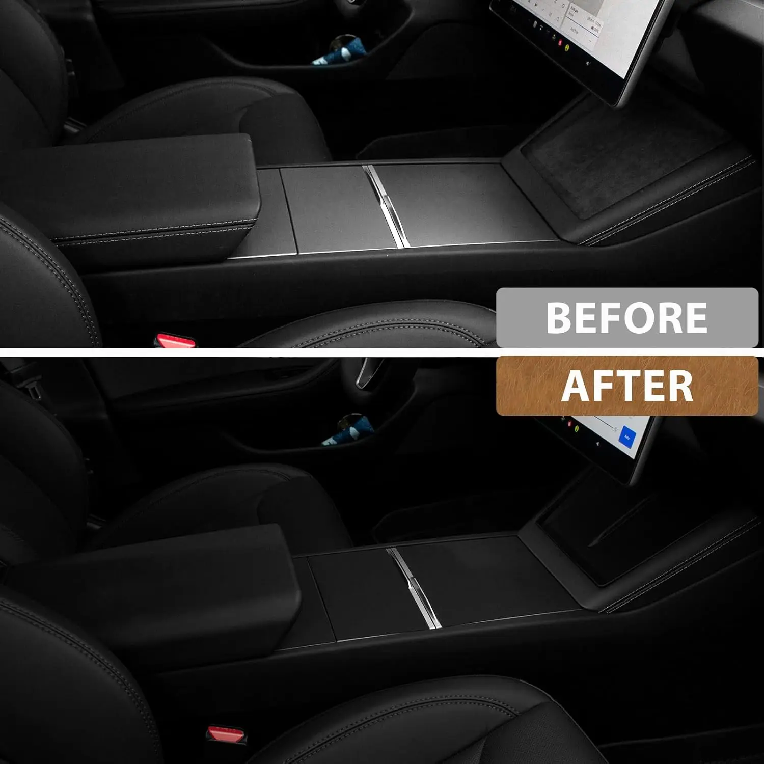 Premium Center Console Cover Set - 3-Piece with Wireless Charger Mat and Armrest Pad