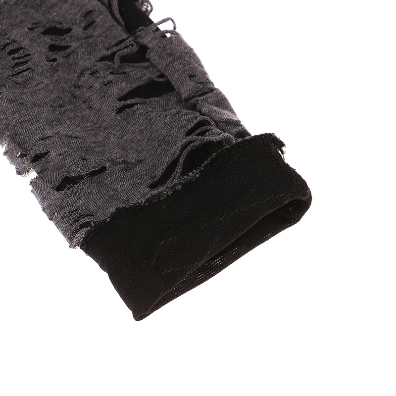 2PCS Schwarz Ripped Löcher Dekor Cosplay Handschuhe Für Erwachsene Sexy Gothic Fingerlose Handschuhe Casaul Gebrochen Schlitz Handschuhe Halloween handschuhe – Detail 9