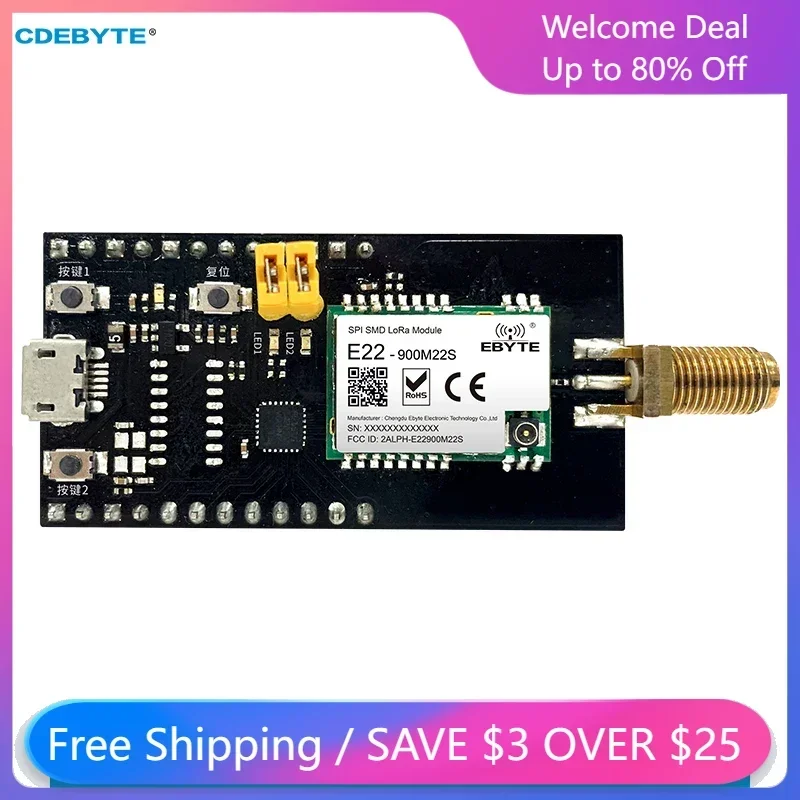 Wireless LoRa Module Test Kit E22-900MBL-01 22dBm 7km USB Pre-welded E22-900M22S Compatible with E07/E30/E220/E32/E22