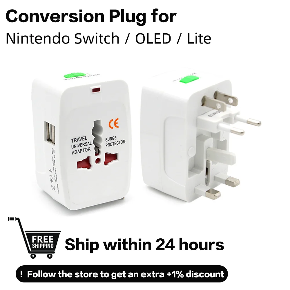 Non Nintendo Brand Conversion Plug for Nintendo Switch OLED Lite Compatible with Various Plug Versions Game Console Accessories