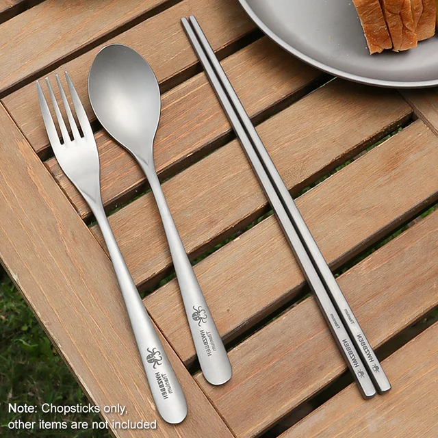 1set Outdoor Camping Lightweight Titanium Chopsticks Spoon Fork Corrosion-Resistant for Home Hiking Picnic Tableware 1