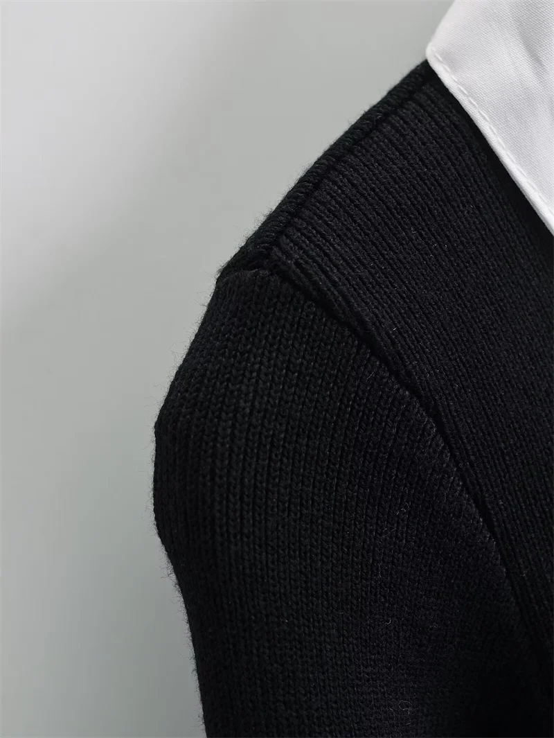 Korean Fashion Knitted Short Dresses for Women Autumn New Patchwork Long Sleeve Pleated A-line Y2K Sexy Party Dress with Belt