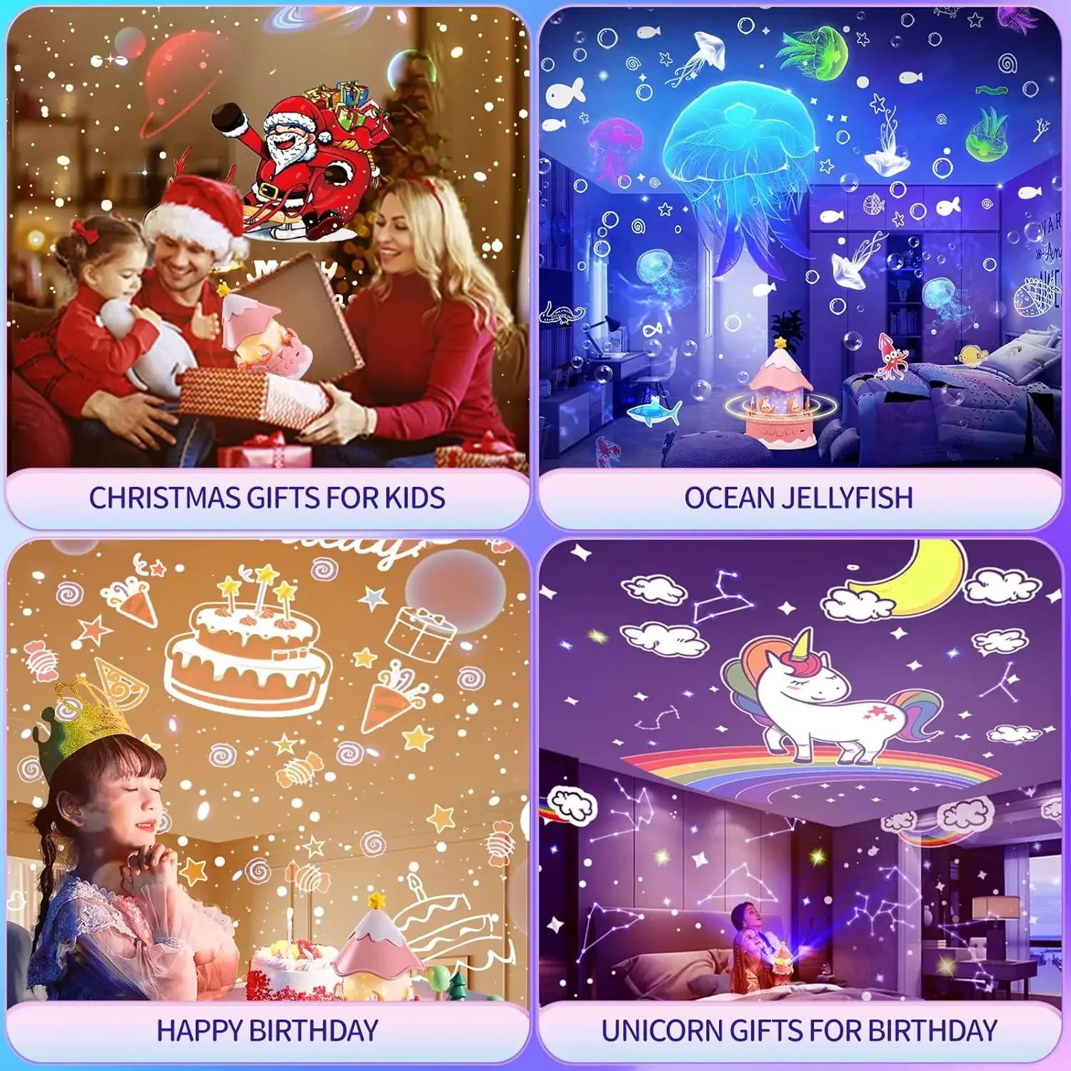 Proiettore Di Luce Notturna Per Bambini 21 Film E Lettore Musicale Bluetooth Luci Notturne Ricaricabili Arredamento Camera Da Letto Regalo Di Compleanno Proiettore Stella  39