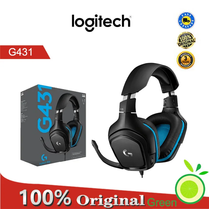 

Проводная гарнитура Logitech G431 с объемным звучанием 7,1, драйвер DTS 50 мм, X2.0, 6 мм, микрофон, для игр