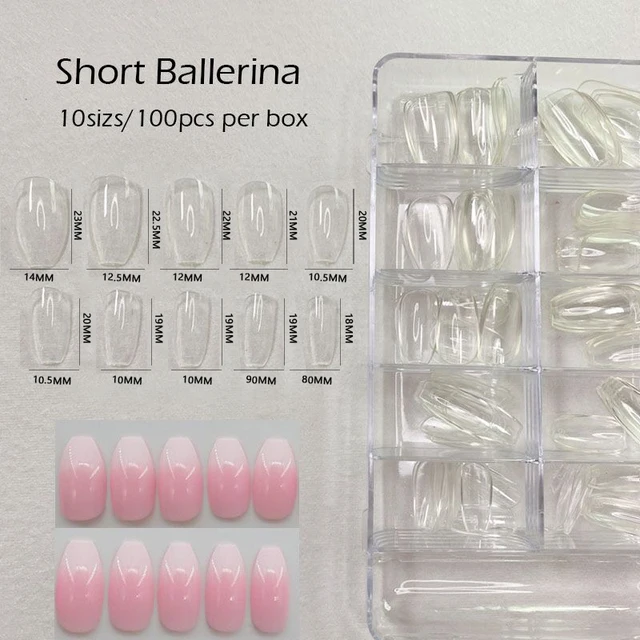 Gel Nails Extension System Full Cover Sculpted Clear Stiletto Coffin False Nail Tips 240pcs/bag Short Ballerina