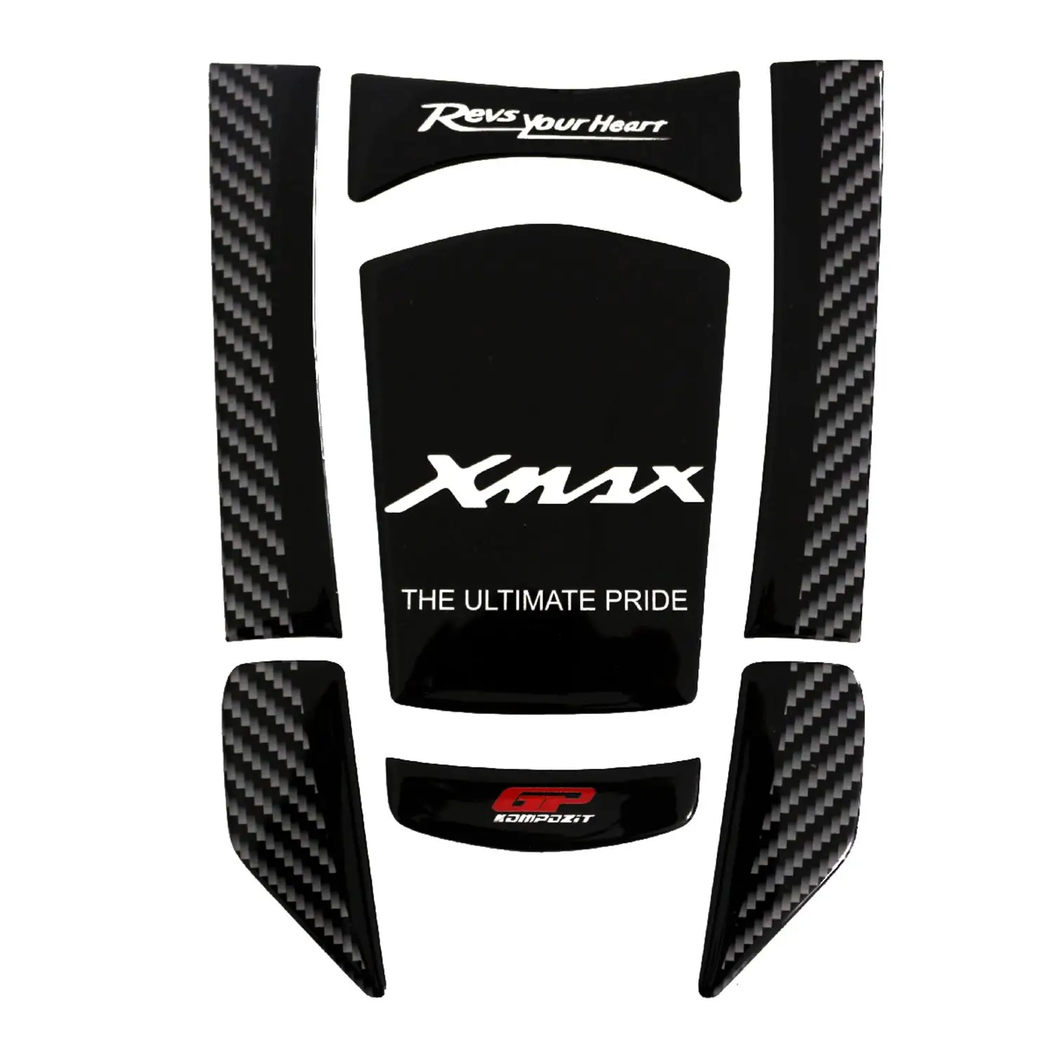 GP composite For XMAX-Compatible Tank Pad Set Black-Carbon