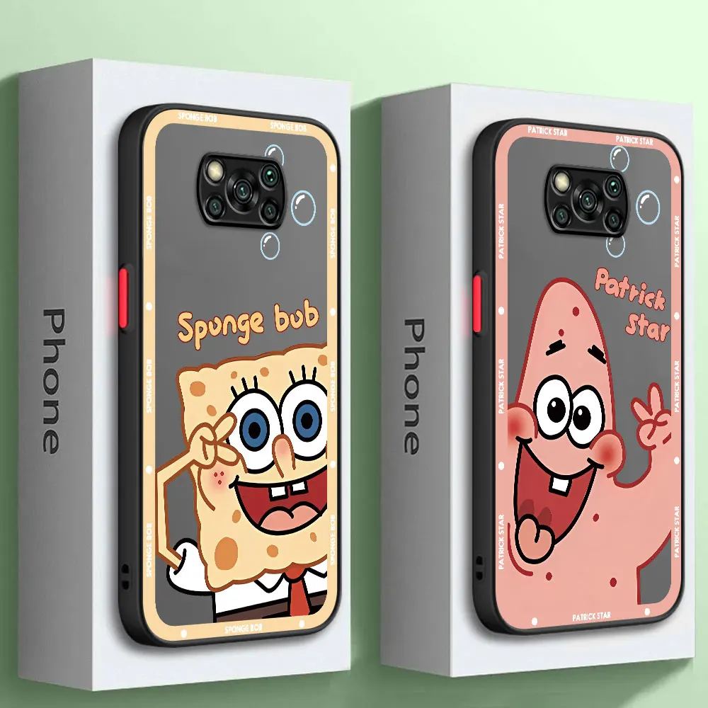 Custodia Per Telefono Per Xiaomi Poco X5Pro M5 X3 Nfc C40 X3 X4 Gt 13 Pro 12T 10T Cover Morbida Opaca Antiurto Spugne-Bob-Boy Square Spong