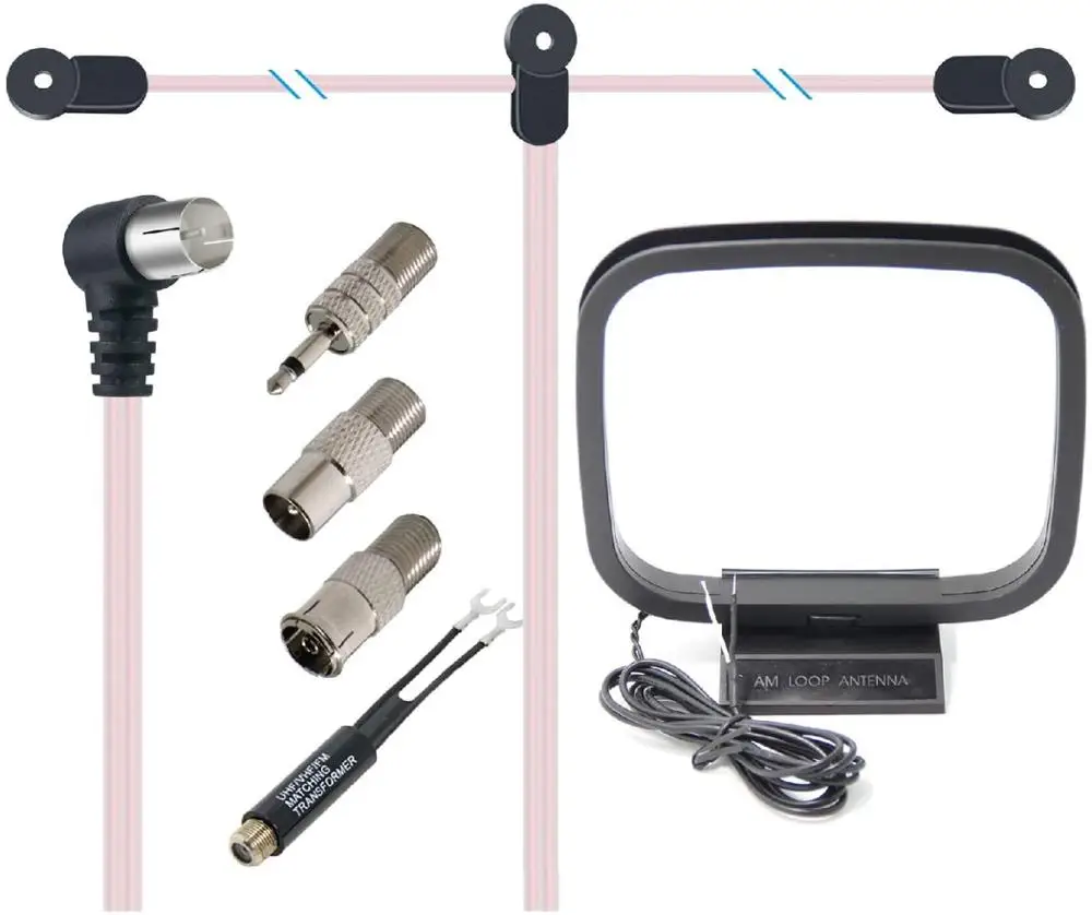 Antena FM para RECEPTOR ESTÉREO interior, Kit de antena de Radio FM AM Universal Ancable de Ohm/300 Ohm convertidor de género de antena - AliExpress Productos
