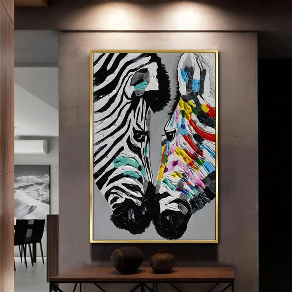 

Modern Abstract Animals Print Canvas Painting Colorful Graffiti Zebra Poster Picture Wall Art for Living Room Home Decoration