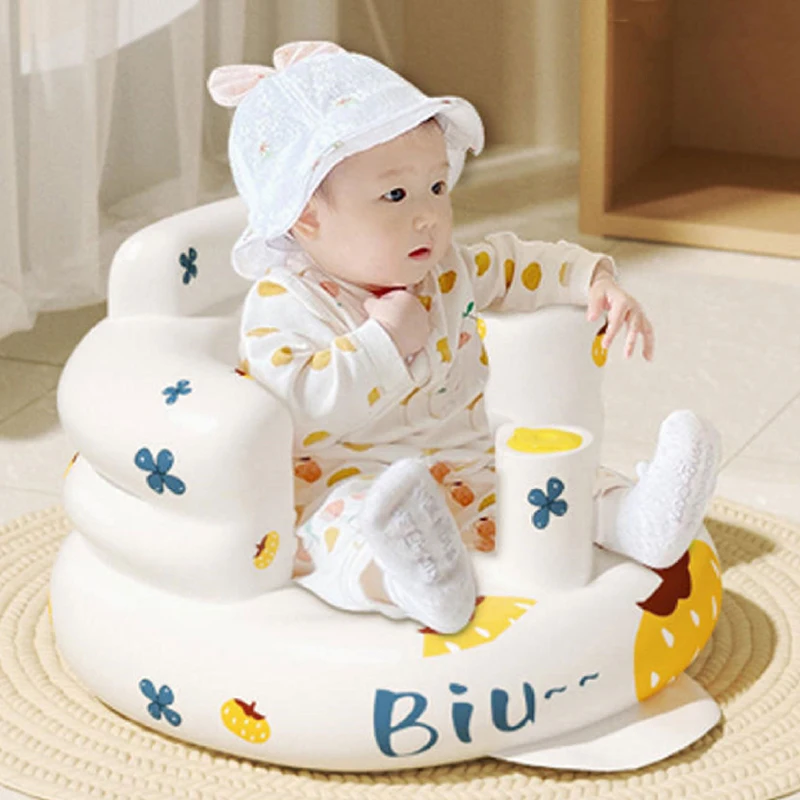Baby Inflatable Seat Back Support Sofa for Sitting Up Floor Seater Portable Shower Chair Learn to Seat Dinosaur Dining Chair