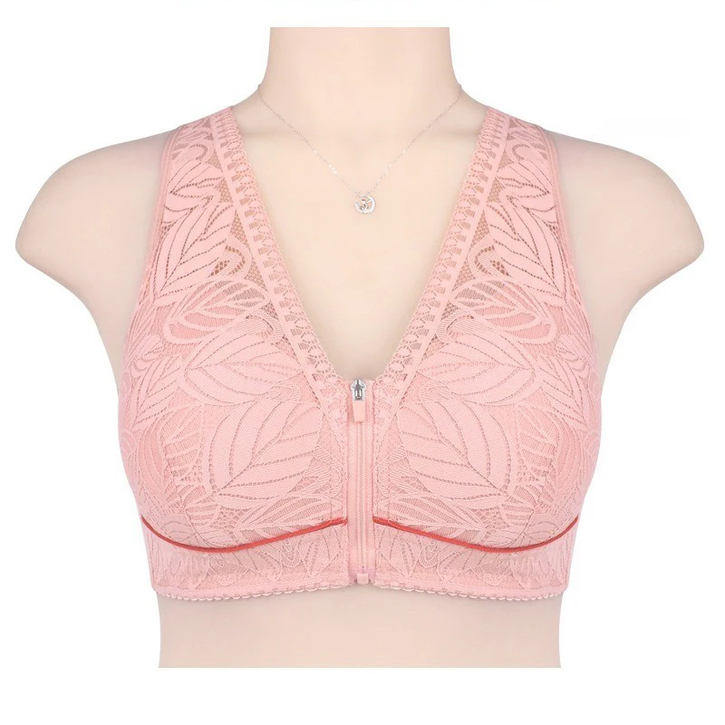 Bras For Women Soft Cup Front Zipper Middle Aged And Elderly