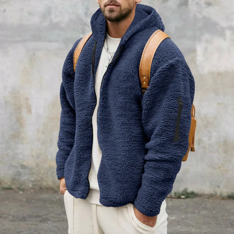 

Men's Clothing New 2023 Outerwear Men's Autumn And Winter Double-sided Velvet Insulation Jacket Loose Hooded Casual Jacket