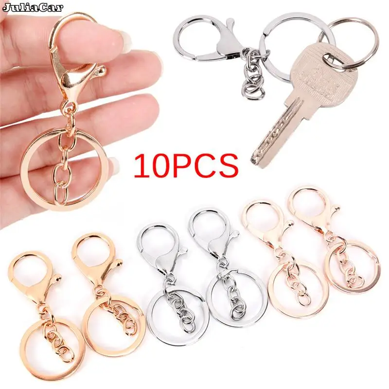 

10PCS DIY Key Rings Key Chain Jewelry Findings Lobster Clasp Keyring Making