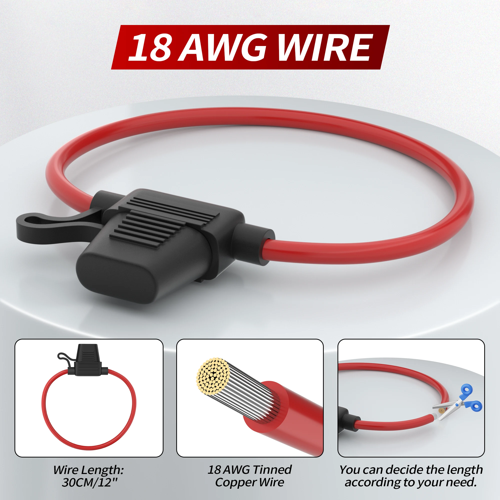 Fuse Holder 5PCS 18 Gauge Inline 12V ATO/ATC Waterproof With 30 Amp 40 Amp For Marine Car