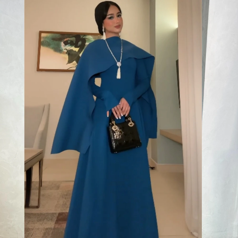 Jiayigong  Jersey Pleat Prom A-line High Collar Bespoke Occasion Gown Long Dresses Saudi Arabia