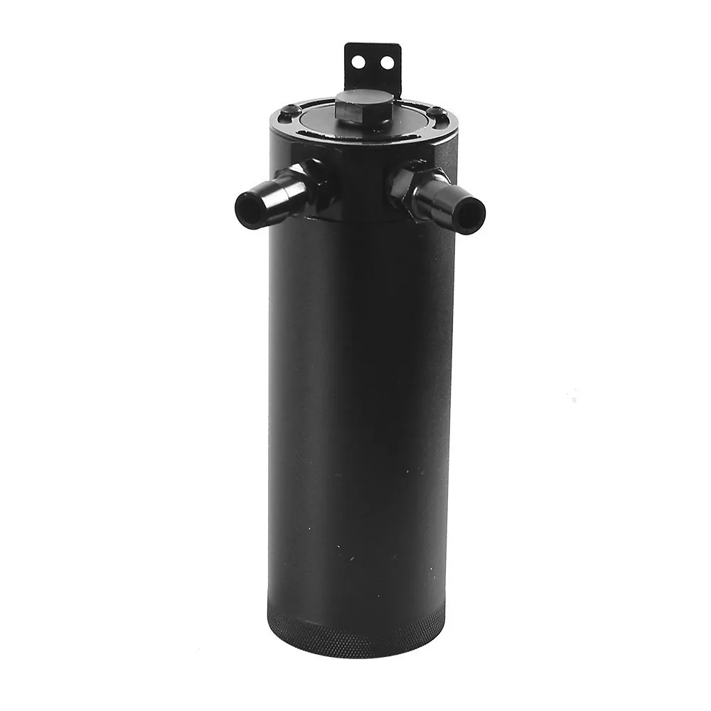 Universal Car Aluminum Baffle Oil Catch Can 2-port Tank Breather Filter Oil Separator