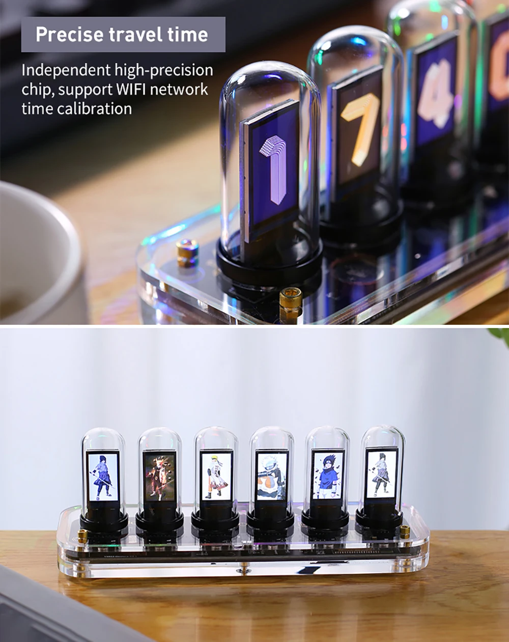RGB LED Tube Clock Vintage Digital Nixie Clock 6 Bit Time Display