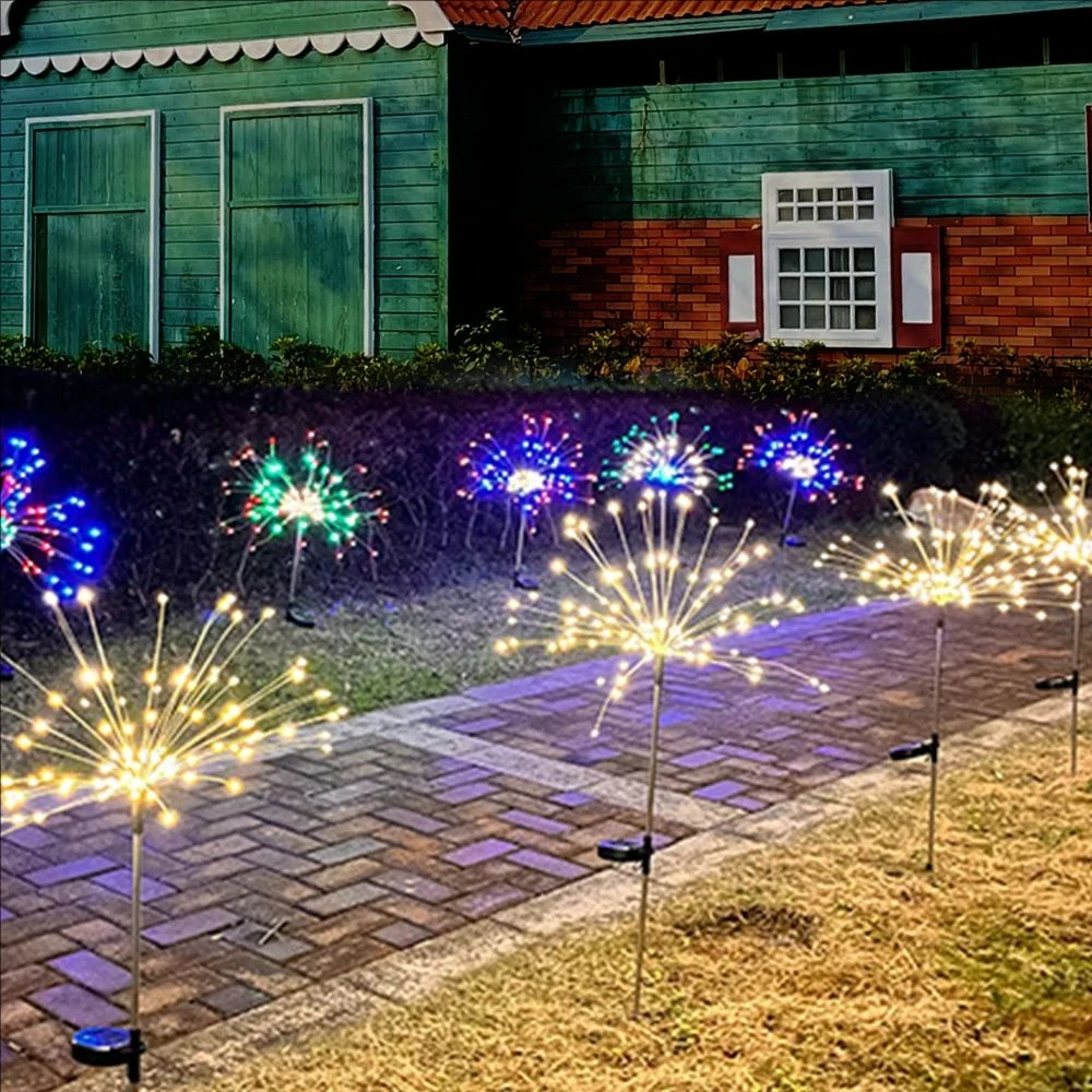 8 Lighting Modes Solar Garden Lights,Firework Lights 2 Pack Waterproof Decorativ