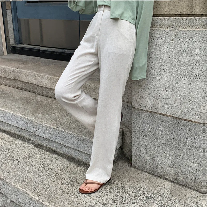 

Thin Cool Linen Pants For Women 2023 Summer Fashion Long Loose Casaul Fashion Lady Trousers