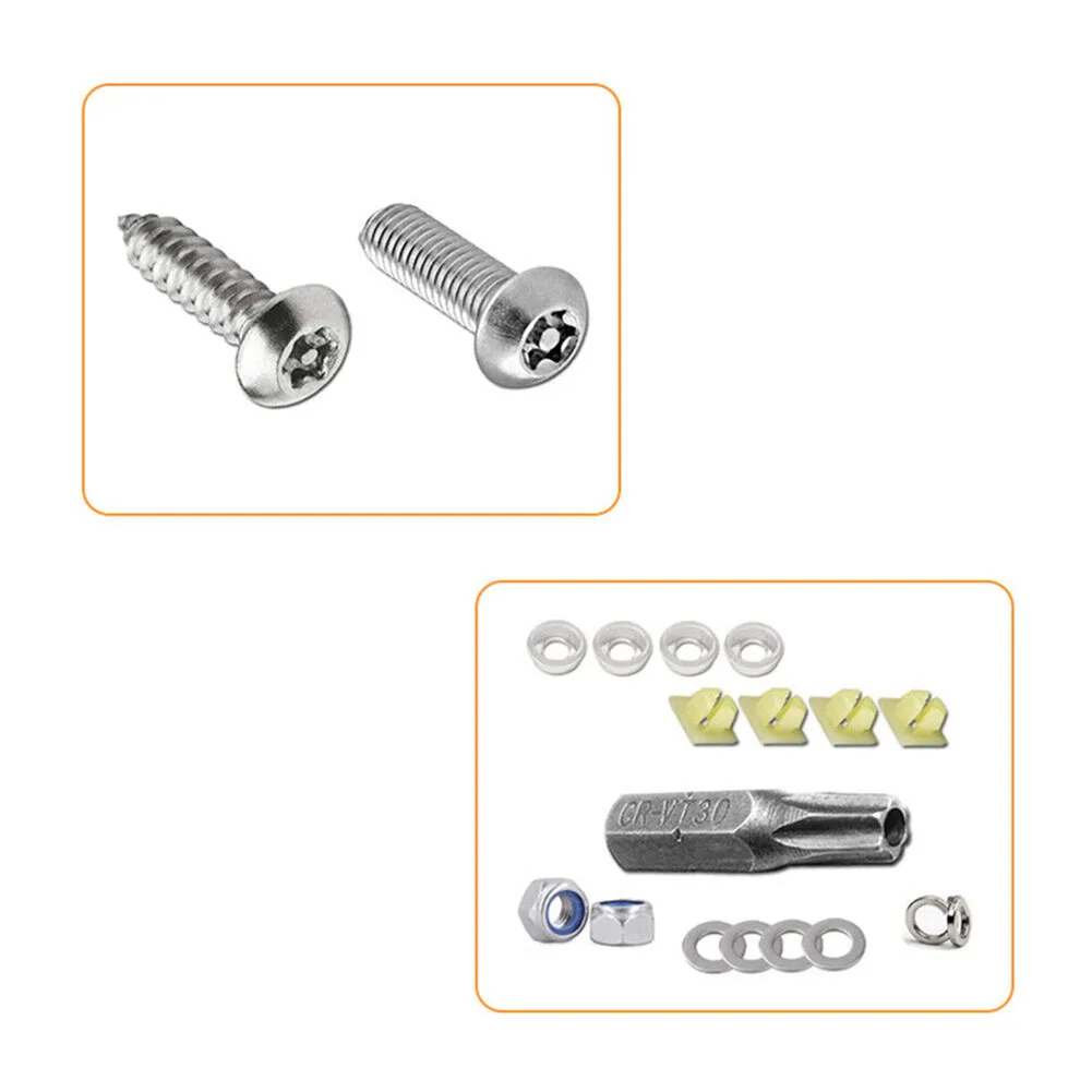 Car Anti Theft License Plate Screws License Plate Security Screws For Fastening Frame Cover Bolts Exterior Accessories 1 Set
