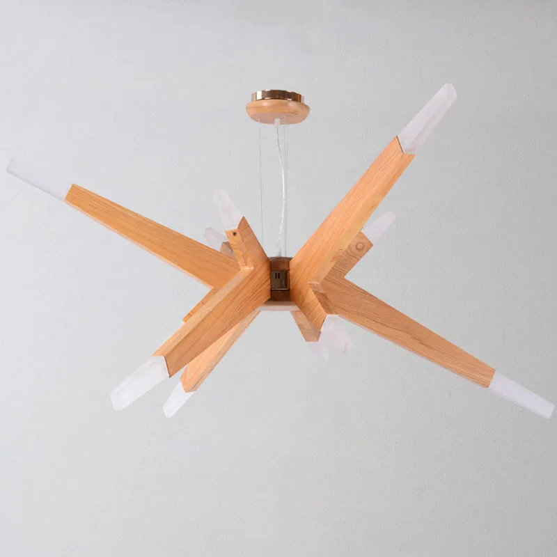 

Скандинавская светодиодная люстра, креативный индивидуальный Декоративный Деревянный светильник для ресторана, гостиной, спальни, отеля