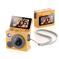 Mini 1080P HD Keychain Camera with Flip Screen - Portable Wearable Pocket Camcorder (G13Pro Orange)