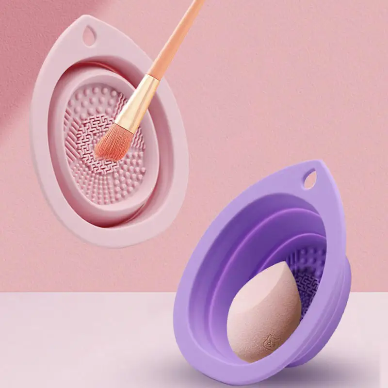 Description Picture 5 of itemSilicone Makeup Brush Cleaner Folding Powder Puff Cleaning Bowl Eyeshadow Brushes Washing Soft Mat Beauty Tools Scrubber Box
