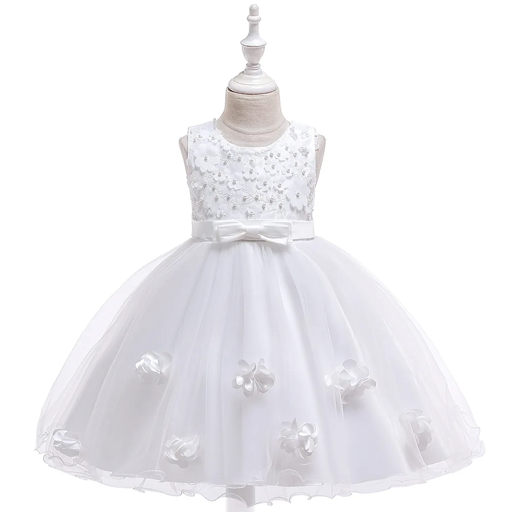 

3-10 Years White Birthday Dress Summer Baby Girls Dress For Baby Lace Flower Princess Dress Infant Wedding Party Dress