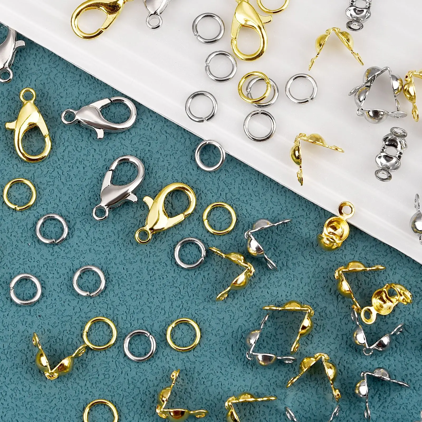 400PCS Jewelry Clasps with Open Jump Rings, Lobster Claw Clasps