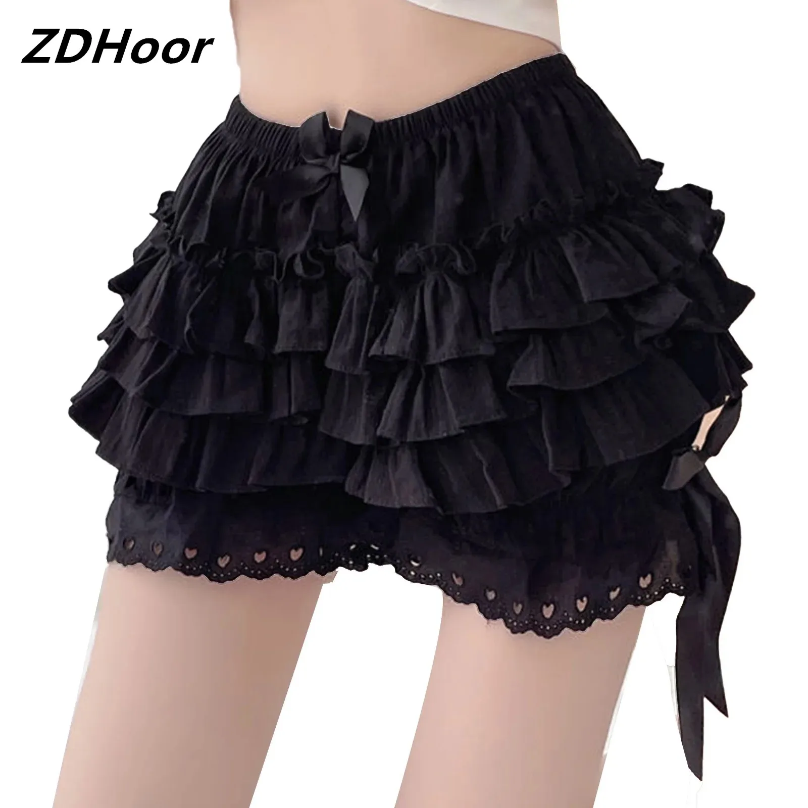 

Women Bloomers Pumpkin Shorts Halloween Masquerade Party Maid Cosplay Panties Cute Bowknot Ruched Ruffled Tiered Frilly Culottes