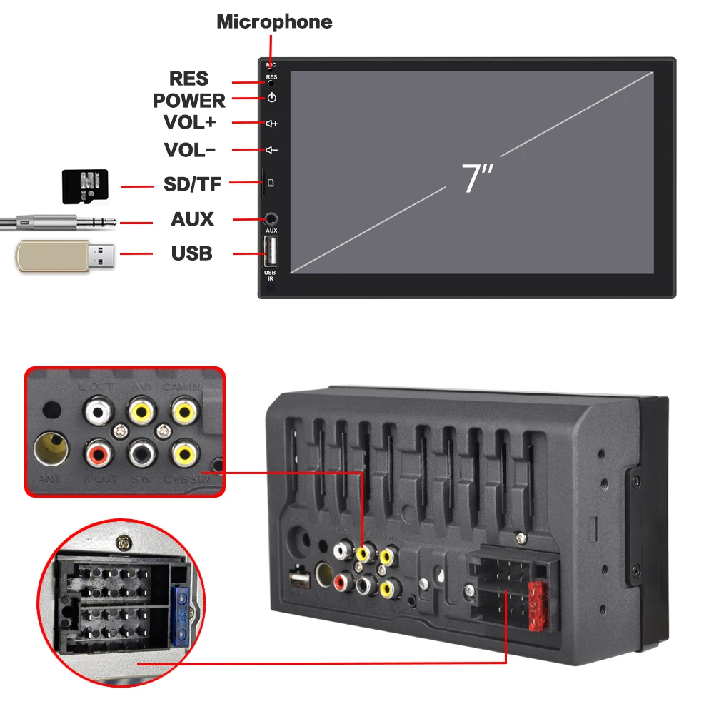 Car Radio 7 inch Carplay 2 Din MP5 Touch Screen Autoradio Multimedia Video Player Car Stereo Android Auto AUX BT SD/TF Player