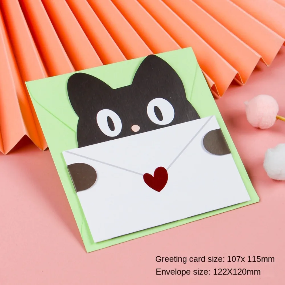 Bear Rabbit Blessing Thank Envelope Folded Ins Decoration Letter Paper Greeting Card 6PCS kraft paper envelopes mini envelopes