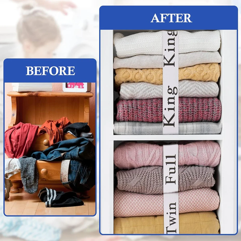 Bed Sheet Organizer Bands Bed Sheet Keepers Closet Organization Elastic Linen Labels for Bed Sheet Sets(Queen,King,Full,Twin) 6