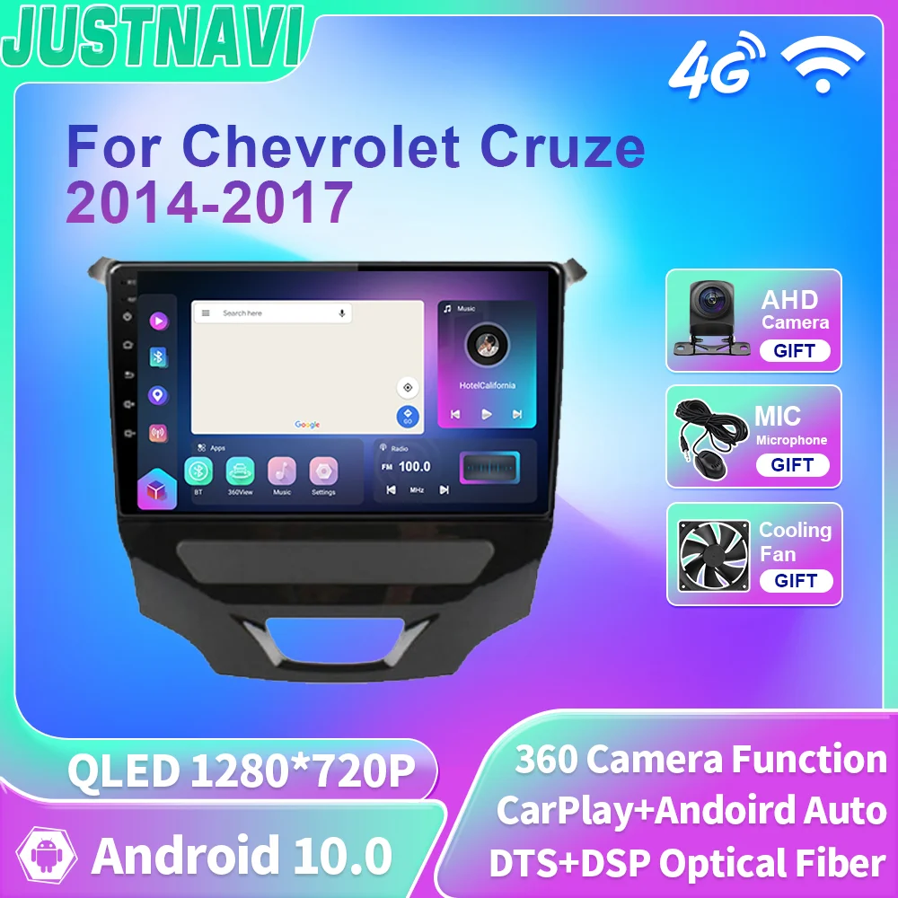 

JUSTNAVI 8G 128G QLED Android 10 для Chevrolet Cruze 2014-2017 автомобильный радиоприемник мультимедийный видеоплеер навигация GPS авто No 2Din DVD