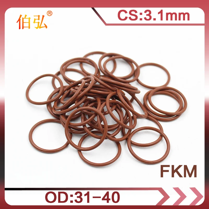 

3PCS/Lot Fluorine Rubber Ring Brown FKM O Ring Seal CS3.1mm OD31/32/33/34/35/36/37/38/39/40*3.1mm O Ring Seal Oil Ring Gasket