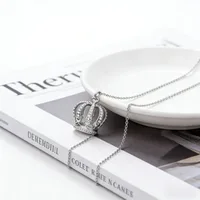 Collier pendentif couronne élégant, grande chaîne de clavicule, chaîne de pull, accessoire de bijoux à la mode, plusieurs couleurs, cadeau pour femmes et filles 4