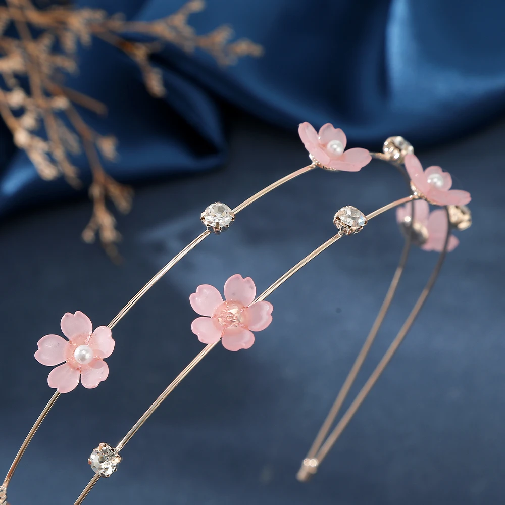 Double Layer Hairband Head Hoops Flower Rhinestone Headband for Women Headwear Shiny Crystal Hair Band Hoop Hair Accessories
