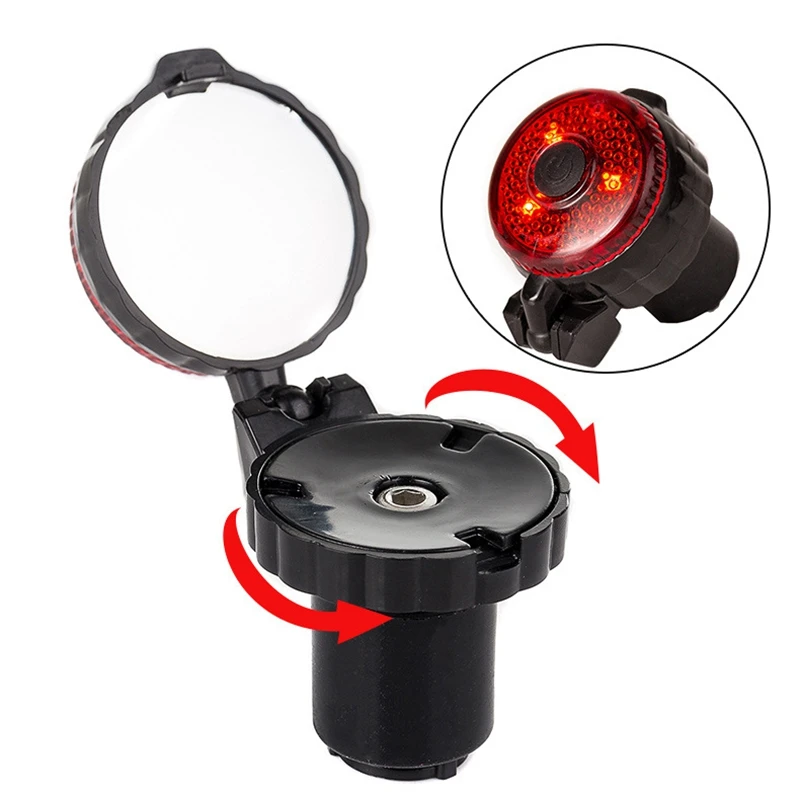 

Bicycle Rearview Mirrors 360° Adjustable Bike Handlebar Mirror Blast-Resistant Glass Lens Safe Bike Mirror With Warning Light