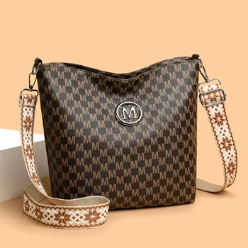 حقيبة كروس نسائية كلاسيكية، حقيبة كتف من الجلد الصناعي مع أجهزة ذهبية، تصميم بنمط "M"، حزام قابل للإزالة للاستخدام اليومي