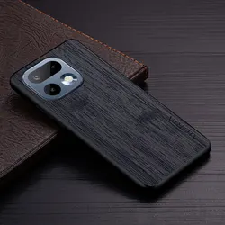 Elegant Straight Wood Grain PU Leather Phone Case for Realme 16 Pro+ (Black)