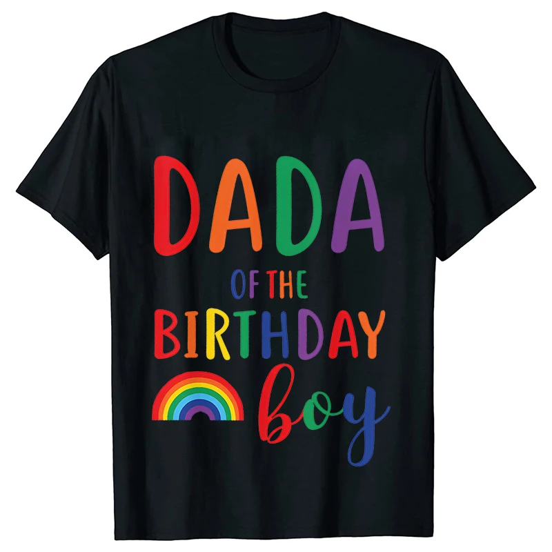 레인보우 그래픽 생일 파티 티셔츠, DADA MOMA BRO SIS 가족 모임 티, 소년 생일 상의, 오버사이즈 미적 의류