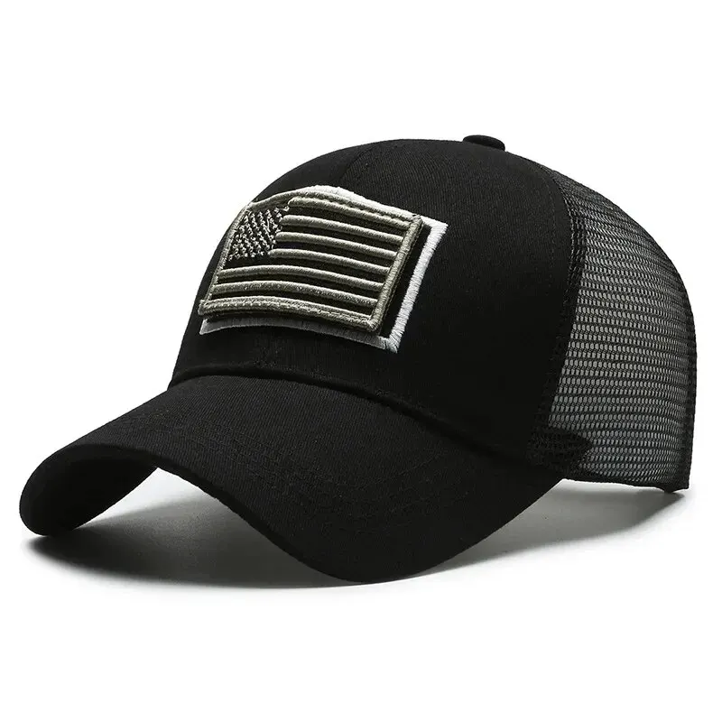 American Flag Camouflage Sticker Embroidered Baseball Cap Net Hat Men's Outdoor Velcro Cap